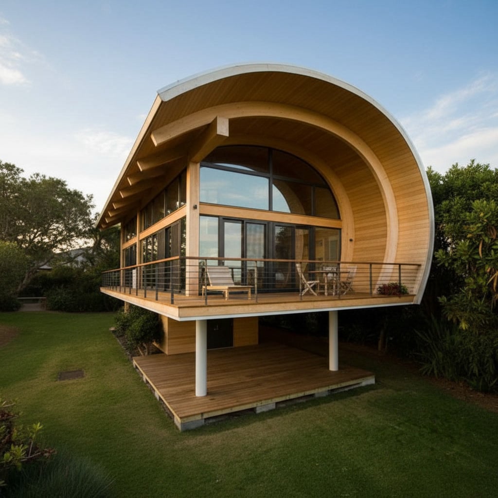 Баня из гнутого дерева стиль Бионика 